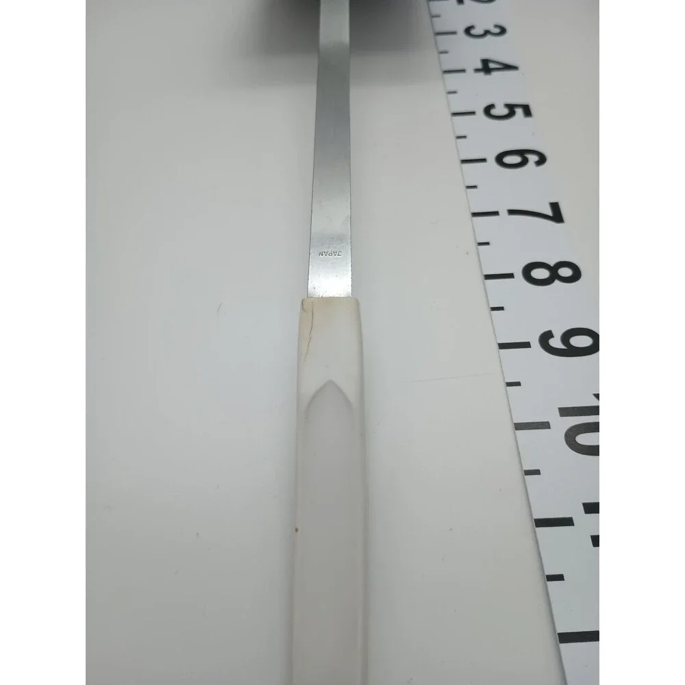 Vtg Stainless Steel Kitchen Utensils Short Spatula Slotted Spoon Blue Gold Crown